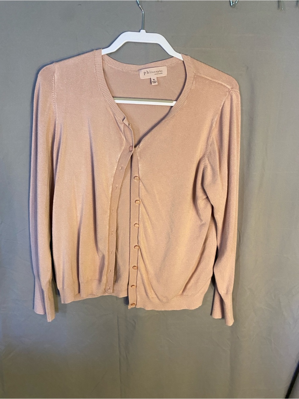 Philosophy soft blush button-front cardigan